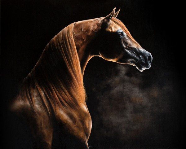 cheval alezan en peinture